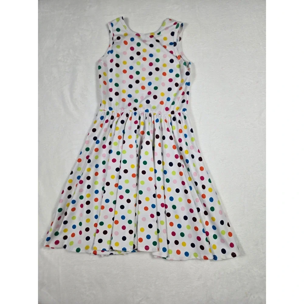 Dot Dot Smile Girls White Rainbow Polka Dot Sleeveless Fit Flare‎ Twirl Dress 7